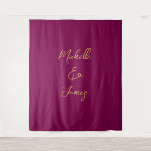 Wine & Gold Colors Professional Trendy Modern Tapestry