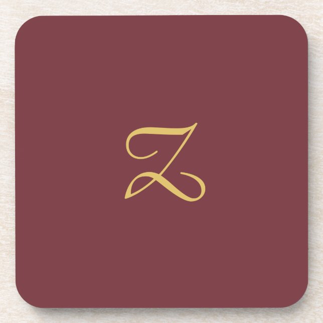 Wine Gold Monogram Professional Trendy Modern Beverage Coaster (Front)