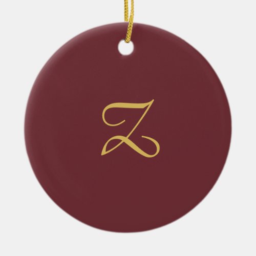 Wine Gold Monogram Professional Trendy Modern Ceramic Ornament