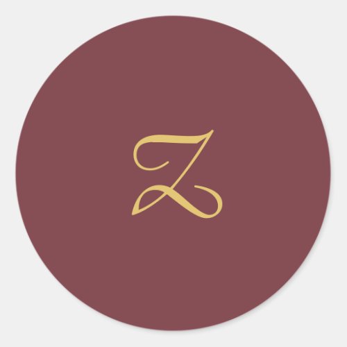 Wine Gold Monogram Professional Trendy Modern Classic Round Sticker