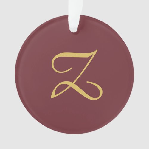 Wine Gold Monogram Professional Trendy Modern Ornament