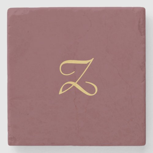 Wine Gold Monogram Professional Trendy Modern Stone Coaster