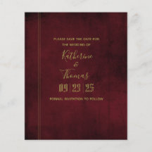 Wine & Gold Regal Save The Date Budget Flyer