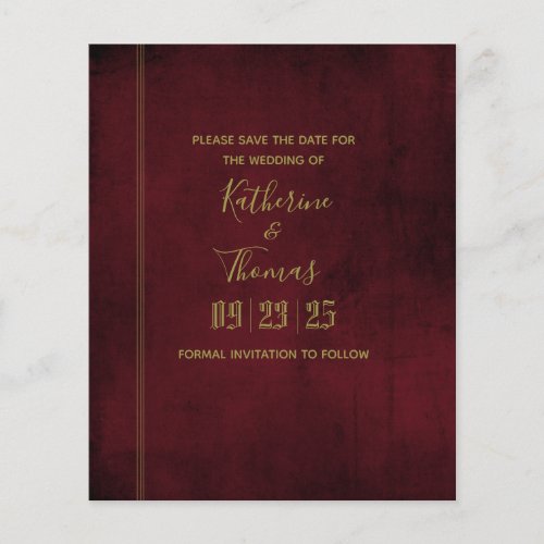 Wine  Gold Regal Save The Date Budget Flyer