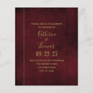 Wine & Gold Regal Wedding Invitation Budget Flyer