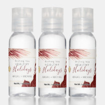 Wine + Gold Tropical Wishing You Healthy Holidays Hand Sanitizer