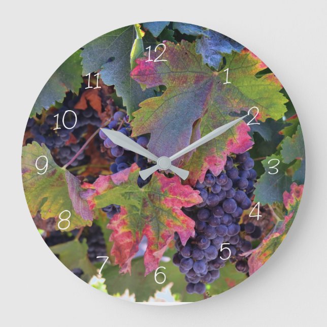 Wine Grape Vineyard Harvest Fall Colors Clock (Front)