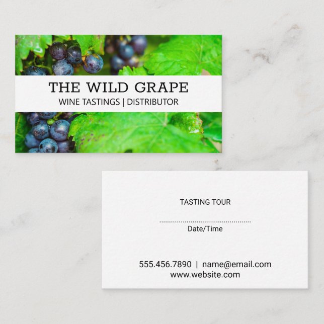 Wine Grapes and Leaves Business Card (Front/Back)