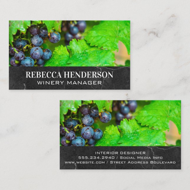 Wine Grapes and Leaves Business Card (Front/Back)