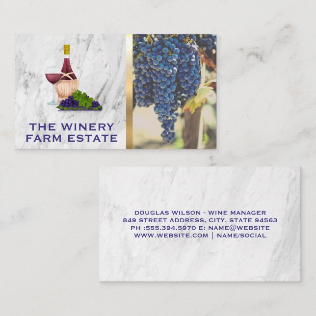 Wine Grapes Barrell | Bottle of Wine Business Card (Front/Back)