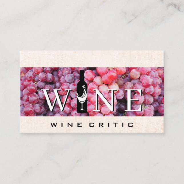Wine | Grapes | Bottle and Glass Business Card (Front)