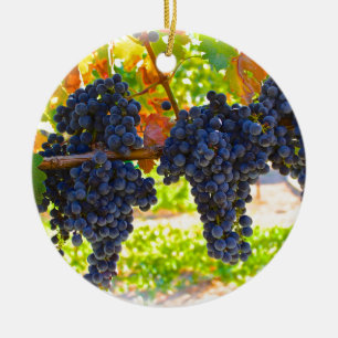 Wine grapes ceramic ornament