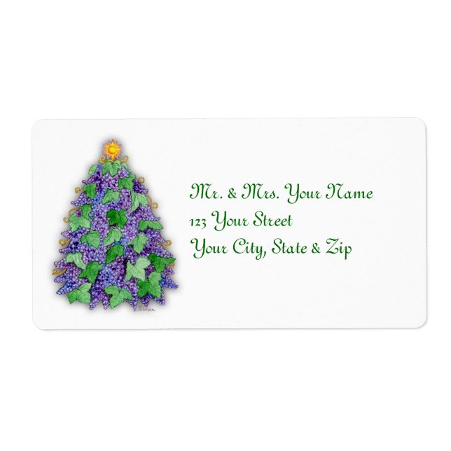 Wine Grapes Christmas Tree Label (Front)