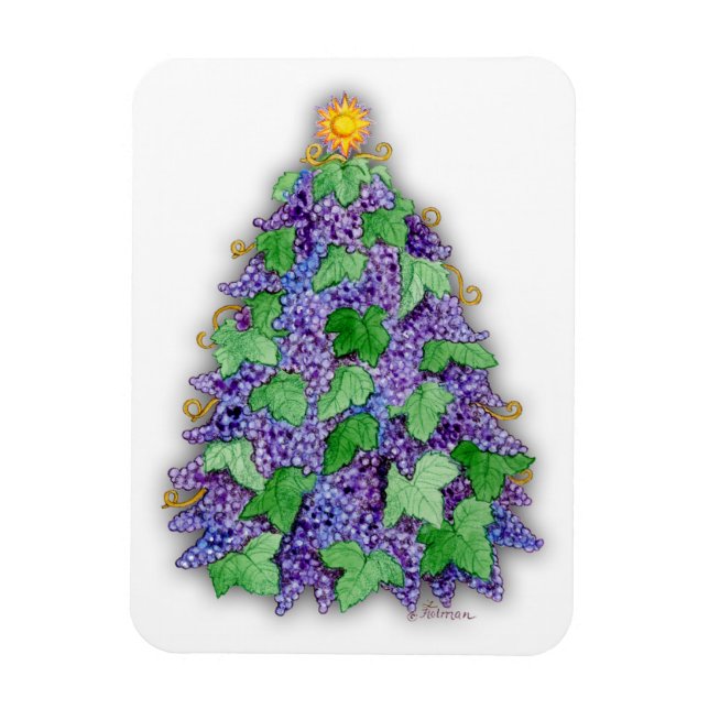 Wine Grapes Christmas Tree Magnet (Vertical)