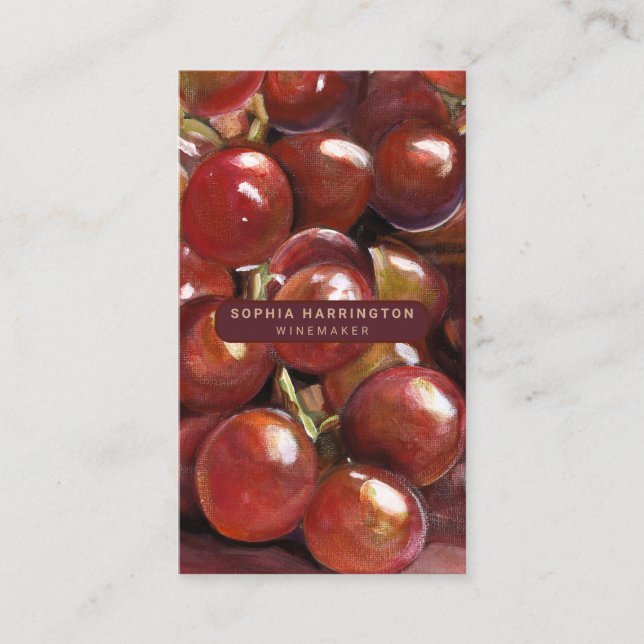 Wine Grapes Custom QR Code Scannable Winery Busine Business Card (Front)