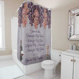 Wine, Grapes, Flowers with Love Poem Shower Curtain
