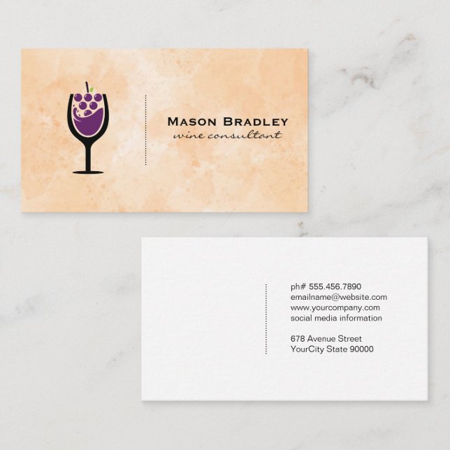 Wine Grapes Glass Logo  Business Card (Front/Back)
