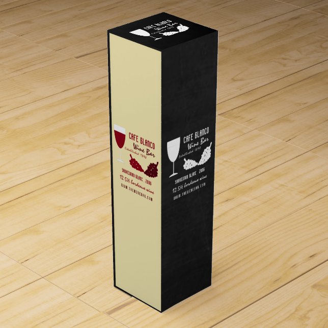 Wine & Grapes, Half Chalkboard Wine Bar/Winery Wine Box (Front)