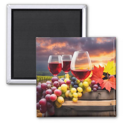 Wine Grapes Leaves  Magnet