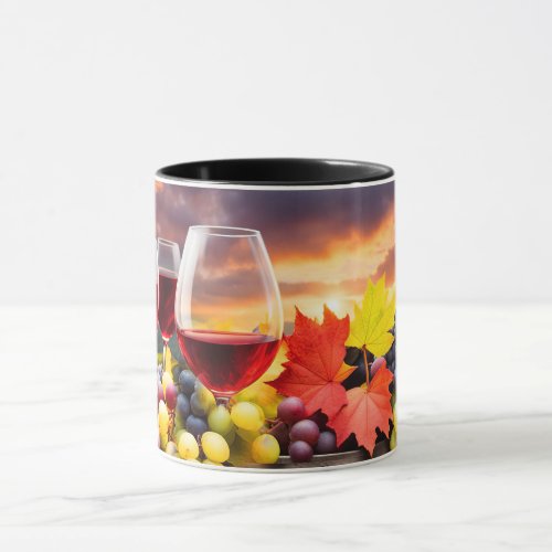 Wine Grapes Leaves Pretty Mug
