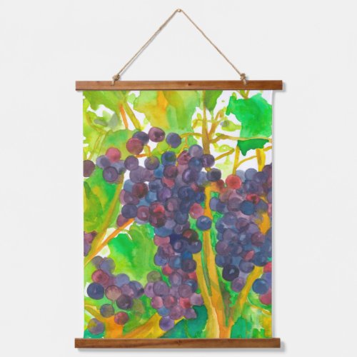 Wine Grapes On The Vine Watercolor Hanging Tapestry