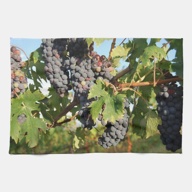 Wine Grapes On Vine Kitchen Towel (Horizontal)