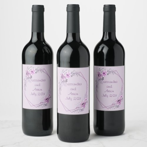 Wine Grapes Personalized Flowers Purple Wine Label