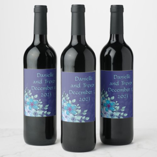 Wine Grapes Personalized Flowers Red White Blue Wine Label