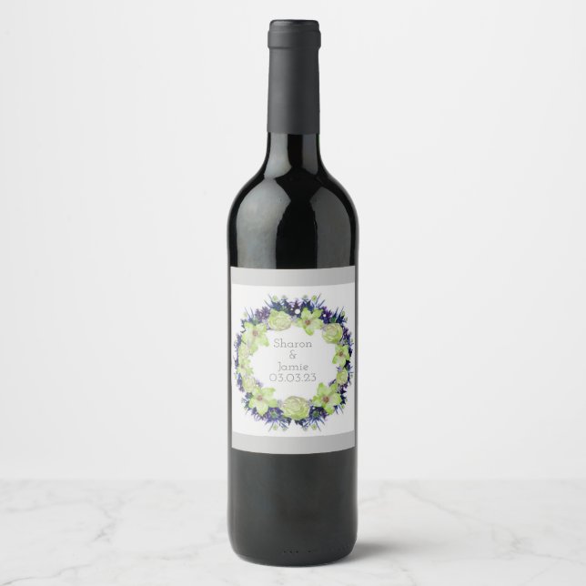 Wine Grapes Personalized Flowers Red White Label (Front)
