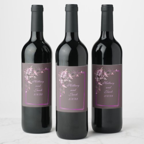Wine Grapes Personalized Flowers Red White Wine Label