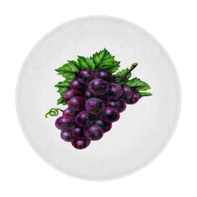 Wine Grapes Purple Glass Cutting Board (Front)