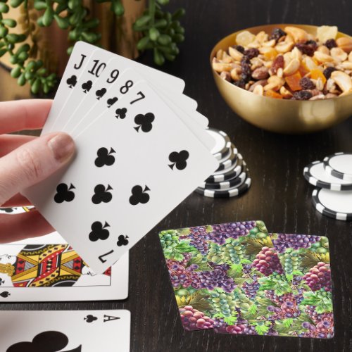 Wine grapes realistic bunches collage vineyard playing cards
