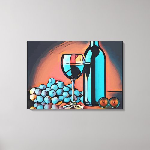 wine grapes still life abstract art canvas print