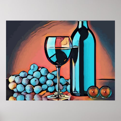 wine grapes still life abstract art poster