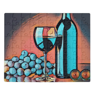 wine grapes still life food dining abstract art  jigsaw puzzle