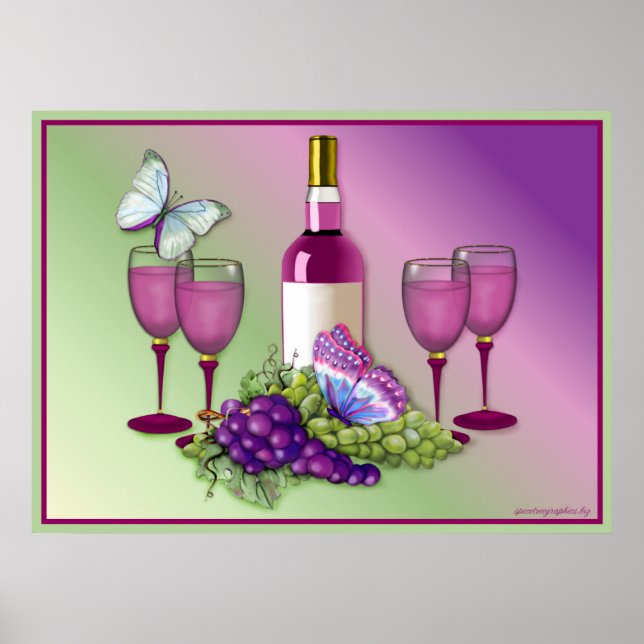 Wine & Grapes Toast 2 Poster (Front)
