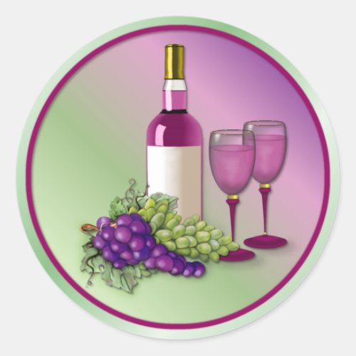 Wine  Grapes Toast Classic Round Sticker
