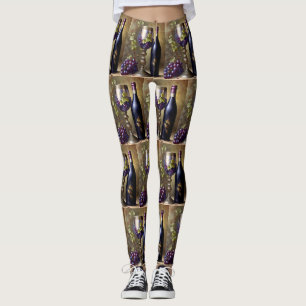Wine Grapes Tuscan Vintage Wine Lovers Leggings