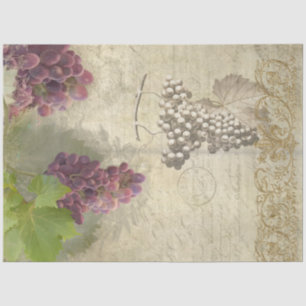 Wine Grapes Vineyard Winery Script Decoupage Art Tissue Paper