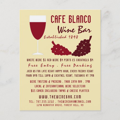 Wine  Grapes Wine BarWinery Advertising Flyer