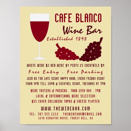 Wine  Grapes Wine BarWinery Advertising Poster