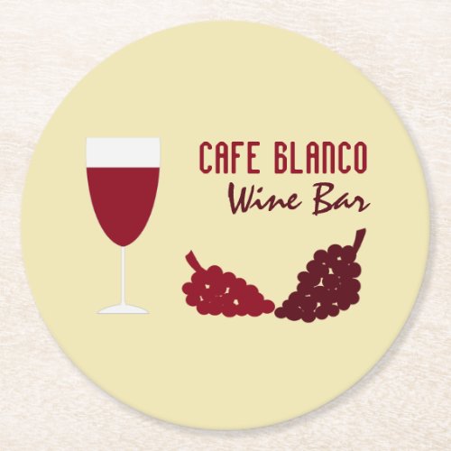 Wine  Grapes Wine BarWinery Round Paper Coaster