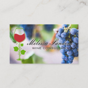 Wine Grapes Wine Glass and Vines Business Card