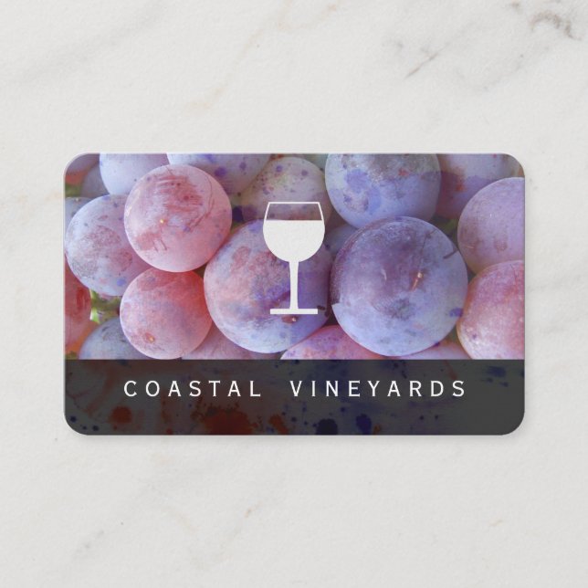 Wine Grapes Wine Glass Business Card (Front)