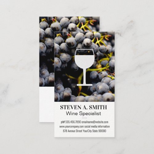 Wine Grapes  Wine Glass Icon Business Card