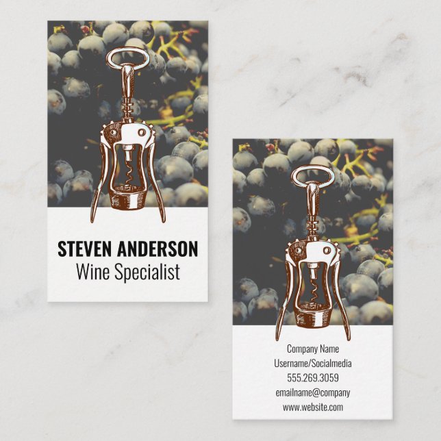 Wine Grapes | Wine Opener Business Card (Front/Back)