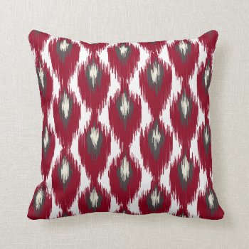 Wine Gray Abstract Tribal Ikat Diamond Pattern Throw Pillow by SharonaCreations at Zazzle