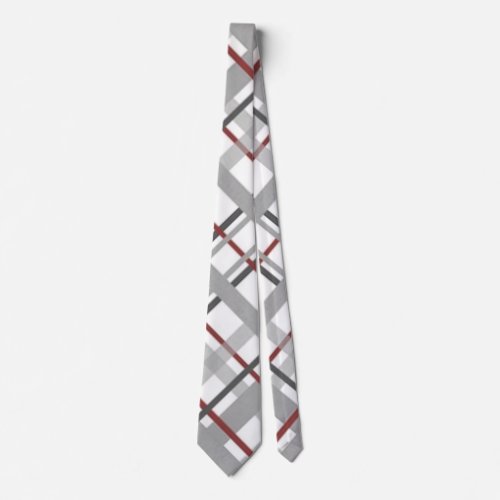 Wine  Gray Plaid Trending Mens Neck Tie