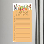 WINE Grocery Shopping List Magnetic Notepad<br><div class="desc">Cute "things to eat with wine" grocery shopping list design featuring a grocery bag filled with food and bottles of wine.</div>