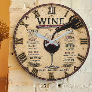 Wine Guide The Art of Fine Living Large Clock